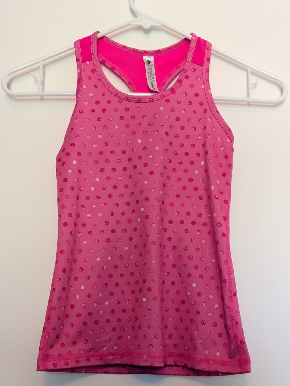 90 Degree By Reflex Hot Pink Dot Athletic Racerback Tank
